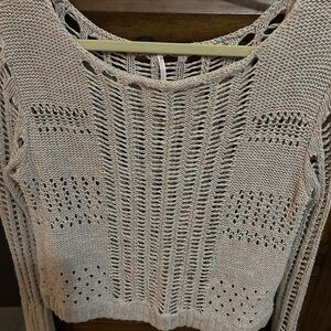 Free People Goccia beige crop open knit sweater